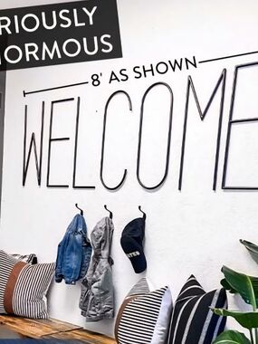 Farmhouse Welcome Wall Sign - White/Black Metal -